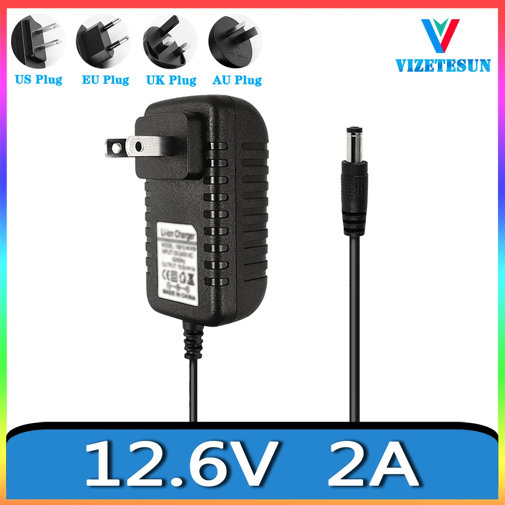 

12.6V 2A Power Tool Charger 12.6V 2000MA Lithium Battery Charger DC 5.5*2.1MM