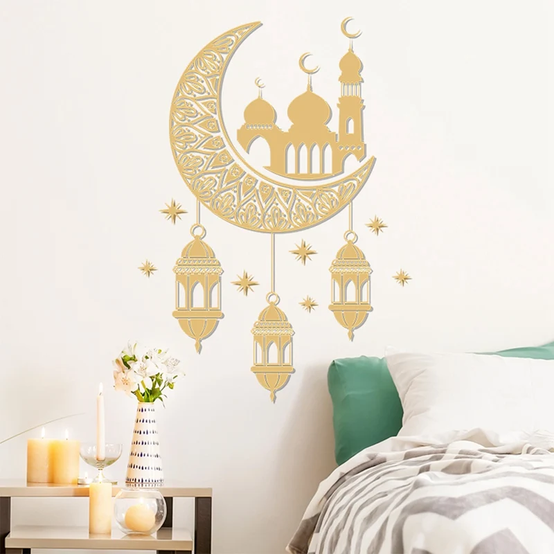 Eid Mubarak Window Stickers Ramadan Decoration 2024 Islamic Muslim Party Decor Ramadan Kareem Wall Stickers EID Al Adha Gifts