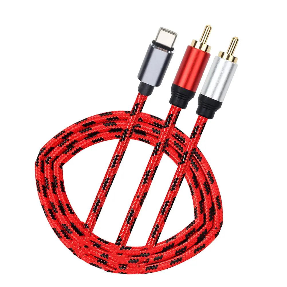 

Type C to Audio Cable 2 Converter Adapter High Quality Spliter Red 2Headphone Ultra Thick Wire Durable Aluminum Compatible