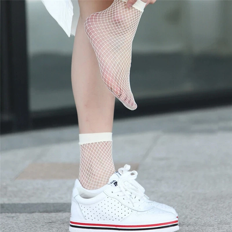 

Fishnet socks Women White Fishnet Ankle High Socks Lady Mesh Lace Fish Net Short Socks Fashion