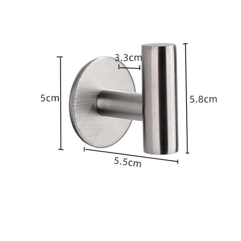 1Pcs Wall Hook Stainless Steel Clothes Hanging Hooks Matte Black Adhesive Key Towel Holder for Bathroom Kitchen