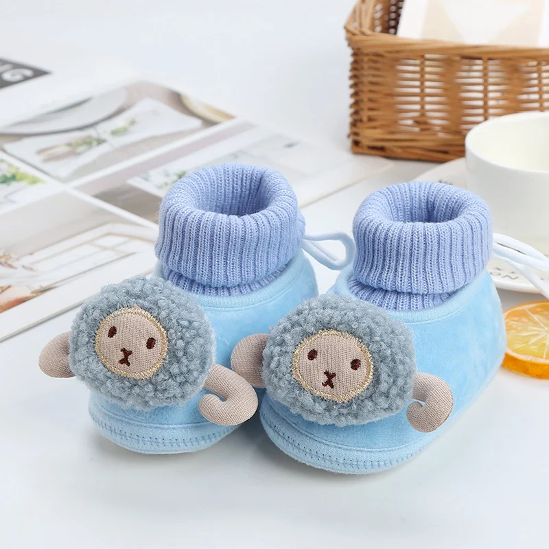 Winter Newborn Baby Booties Boys Girls Cartoon Animal Boots Cotton Soft-Sole Non-Slip Toddler First Walkers Infant Crib Shoes