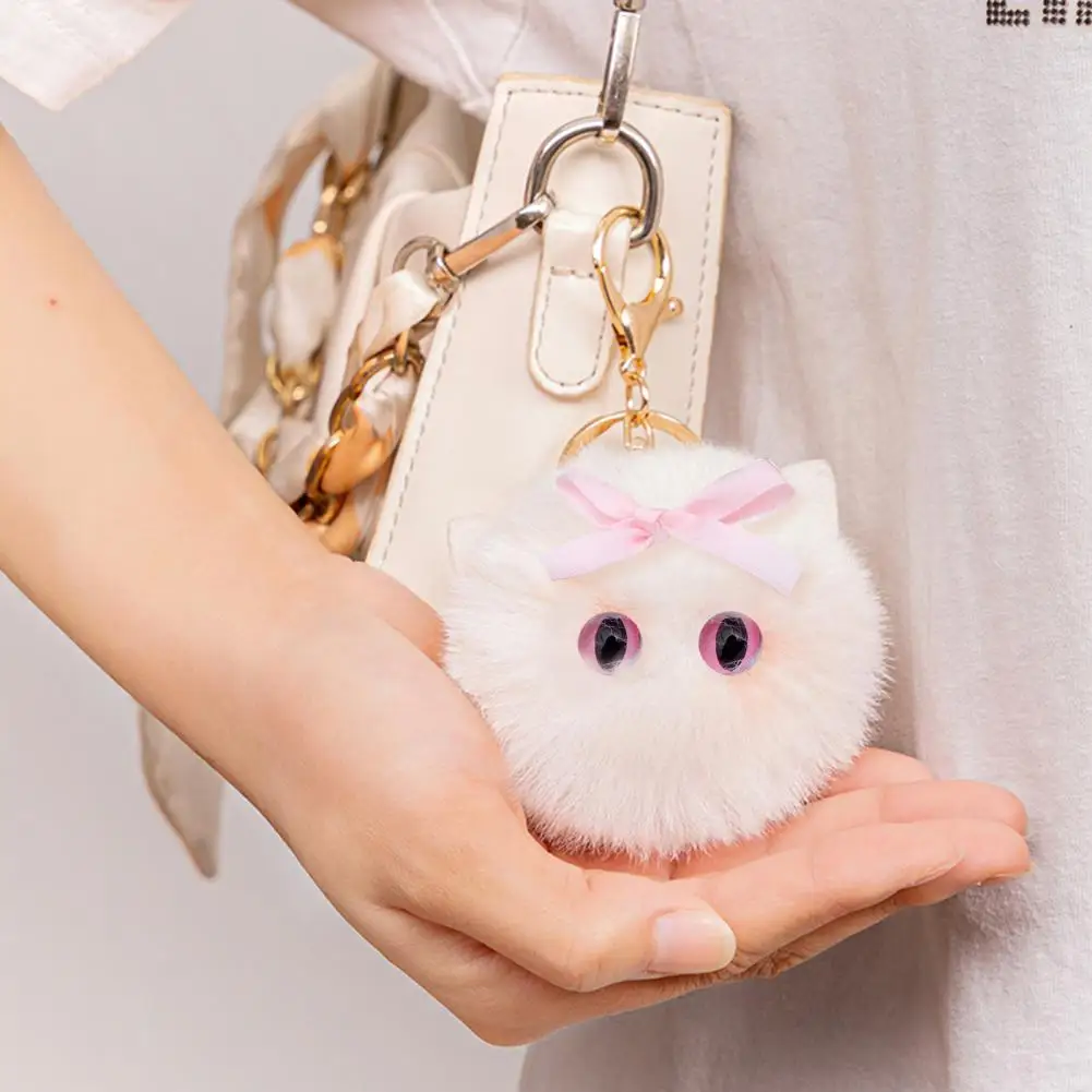 Attractive Key Holder Cute Faux Fur Ball Keychain Soft Pompom Tail Accessory Car Bag Charm for Ladies Stylish Key Ring for Mom