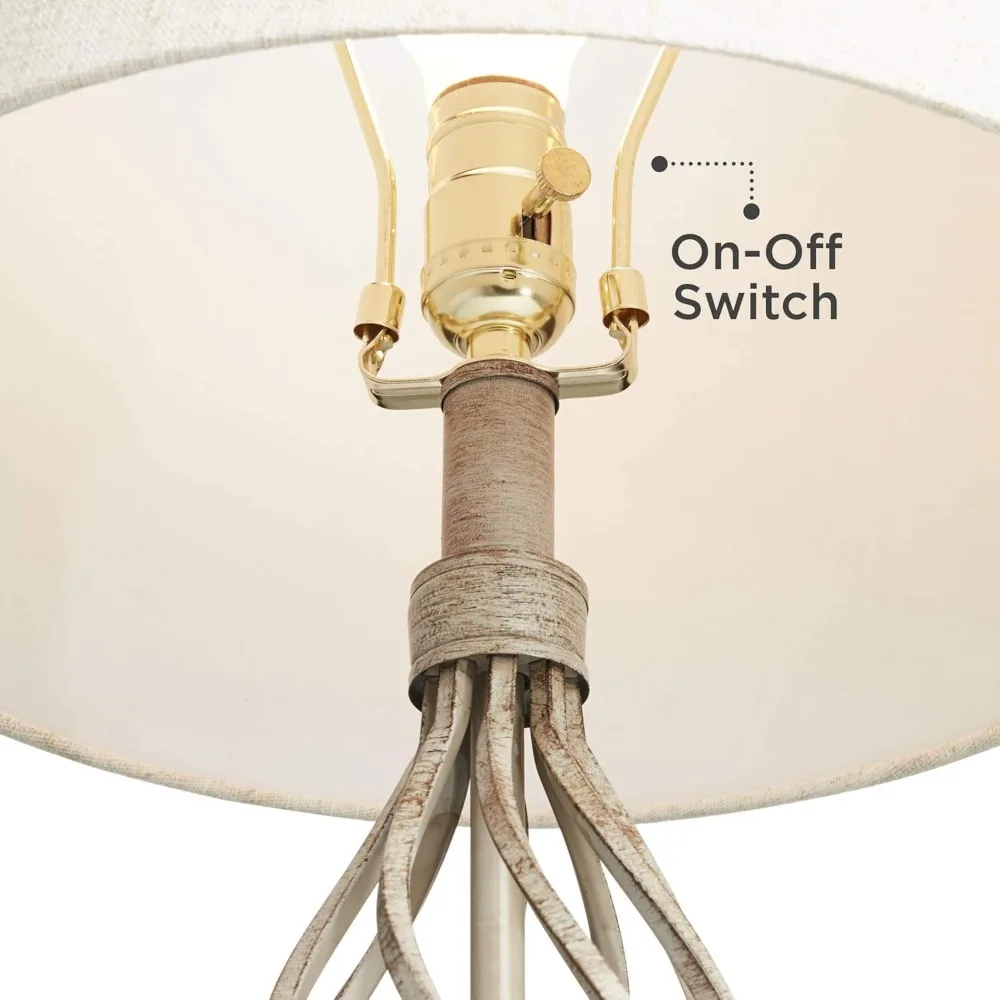 مجموعة مصابيح طاولة صناعية حديثة مكونة من قطعتين، 28 طويلة، حديد رملي متجول، غطاء طبل مدبب كريمي، مناسب لغرفة النوم