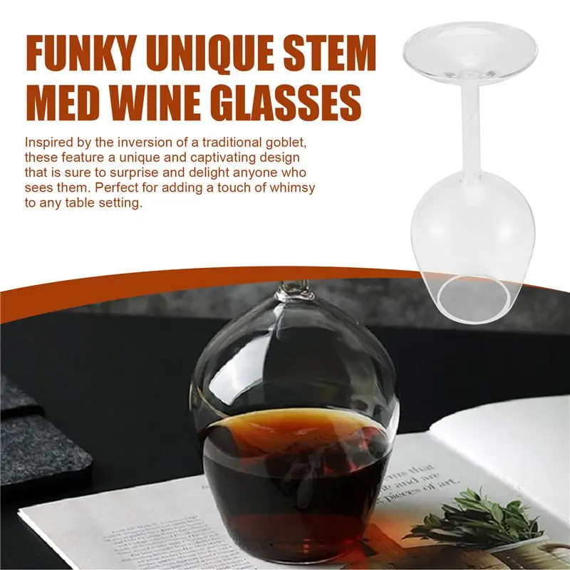 J1UL1N Long Stem Upside Down Wine Glass Funky Unique Stemmed Wine Glasses Upside Down Long Stem Wine Glasses Durable Easy To Use