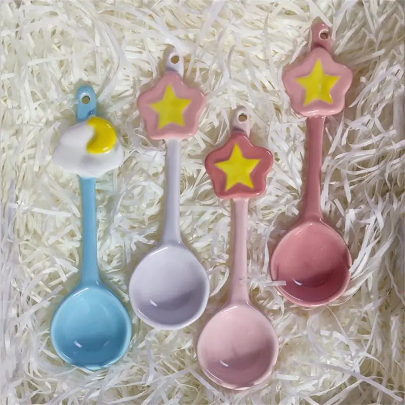 Stirring Spoon Domestic Pay Attention To Quality Smooth Edges Bright Colors Macaroon Colors Durable Ceramic Tea Spoon Cartoon