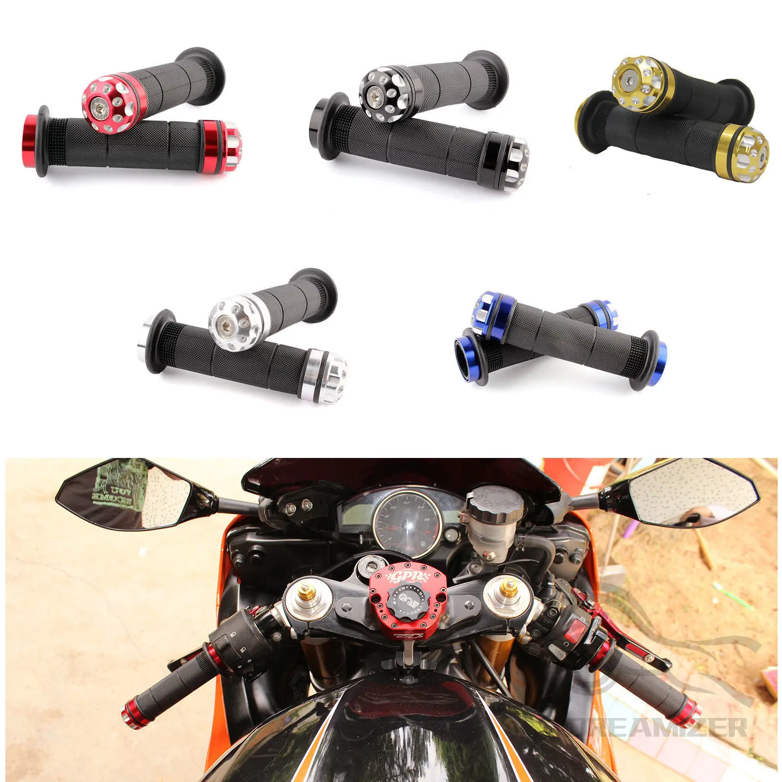 

22mm 7/8" Motorcycle Handlebar Grips Hand Rubber Pedal Biker Scooter Anti-Slip Modified Handlebar Settle Handle Grips