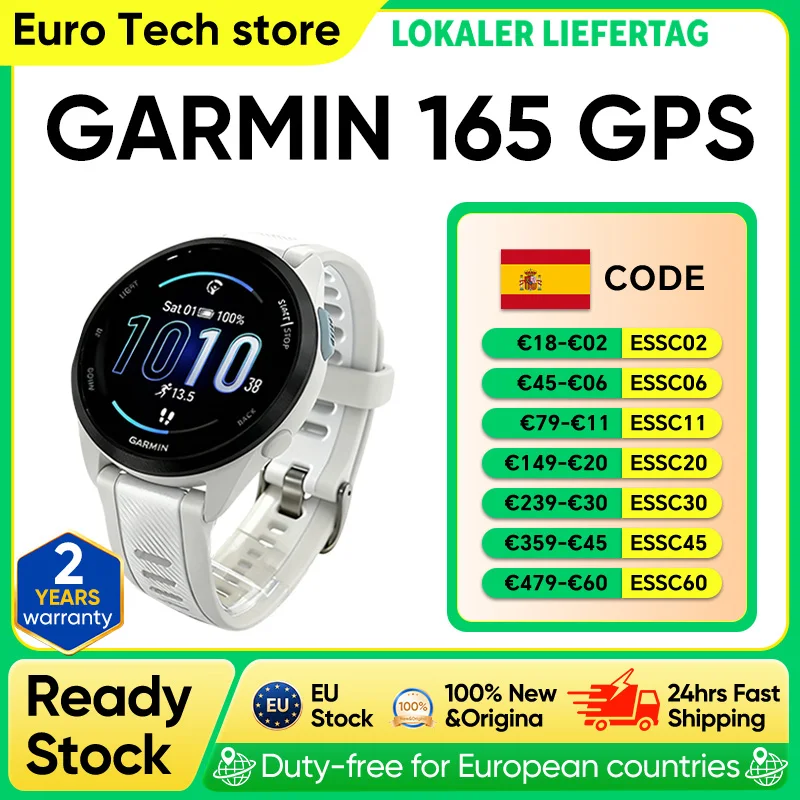 Montre connectée GARMIN Forerunner 165 43 mm pour la course à pied, écran tactile AMOLED de 1,2 pouce, 25+ sports, version GPS