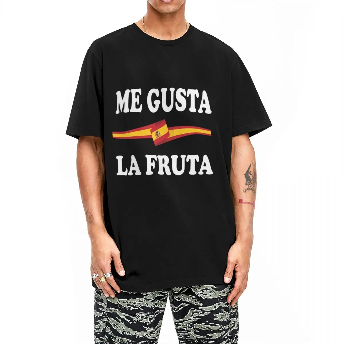 Me Gusta La Fruta Ayuso Sanchez Spain T-Shirt Men Women I Like Fruits Spanish Meme Vintage Pure Cotton Tees Round Neck Clothes