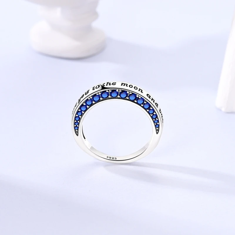 الأصلي 925 فضة القمر القسم الدائري للنساء مجوهرات للبنات هدايا عيد ميلاد الذكرى السنوية