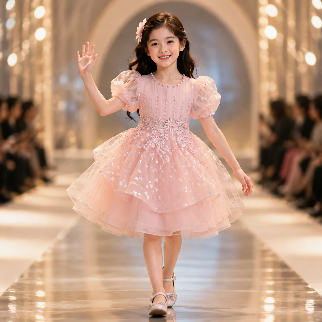 Robe de princesse à manches bouffantes pour enfants, robe courte imprimée pour demoiselle d'honneur, robe de mariée, jupe tutu haut de gamme pour filles, blanche