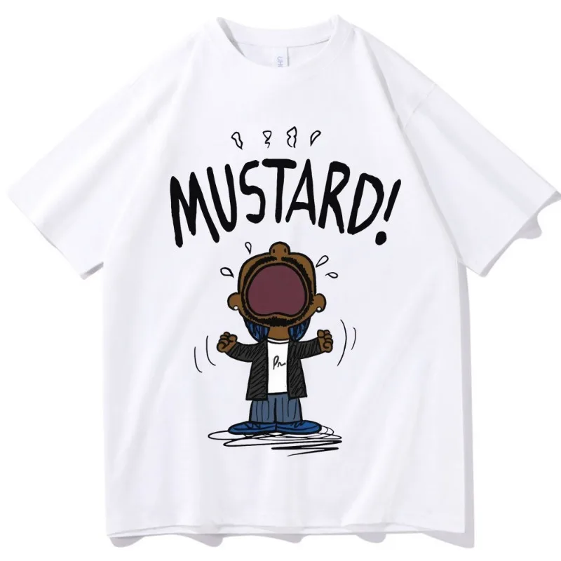 Funny Kendrick Lamar MUSTARD Meme T-Shirt Unisex Short Sleeve Hip Hop100% Cotton Graphic Summer Tee Loose Music Lover Apparel