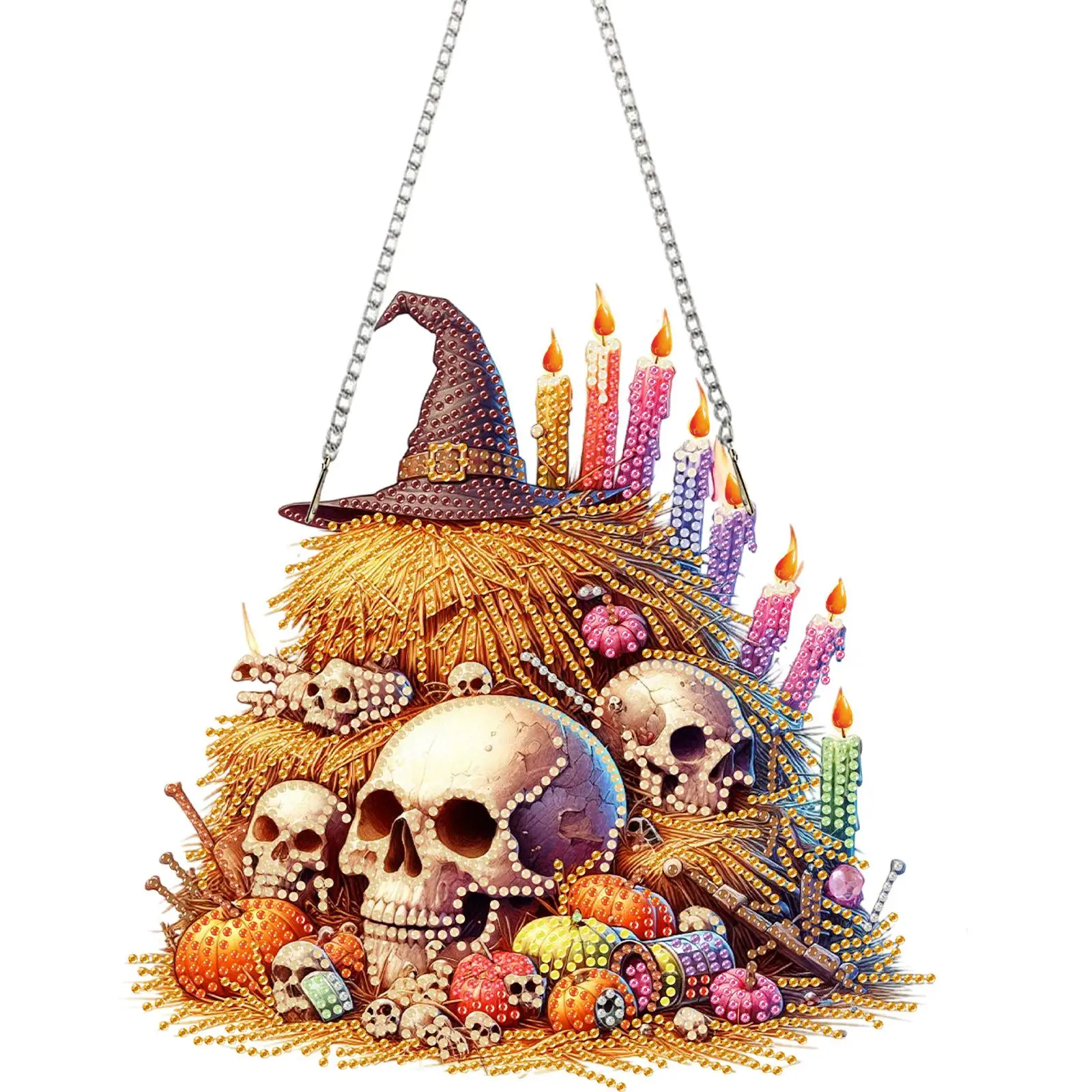 

Acrylic Skull Haystack 2D Flat DIY Hanging Diamond Art Kits Wall Door Decoration