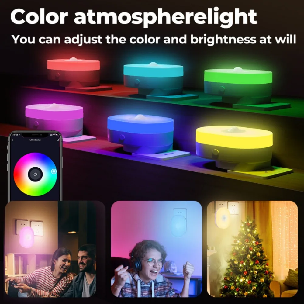 Tuya Smart Home Wifi Night Light Infrared Human Body Induction Sensor Night Light APP Remote Control Voice Timing RGB