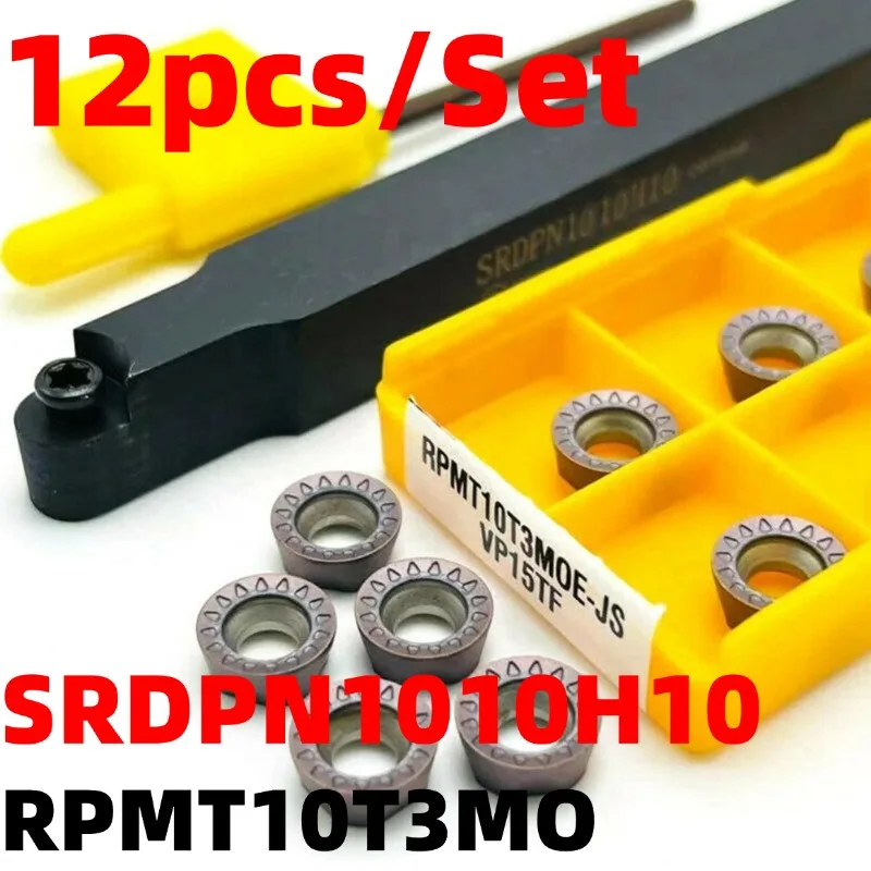 

SRDPN1010H10 Turning Tool Holder SRDCN CNC External Tool Holder + 10pcs RPMT10T3MO Turning Tool Metal Cutting Machine Tools