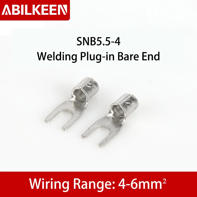 SNB5.5-4/5/6/8 Cold Pressed Terminal Fork Shaped Terminal Welding Plug Type Bare End Copper/Brass Material Wiring Terminal