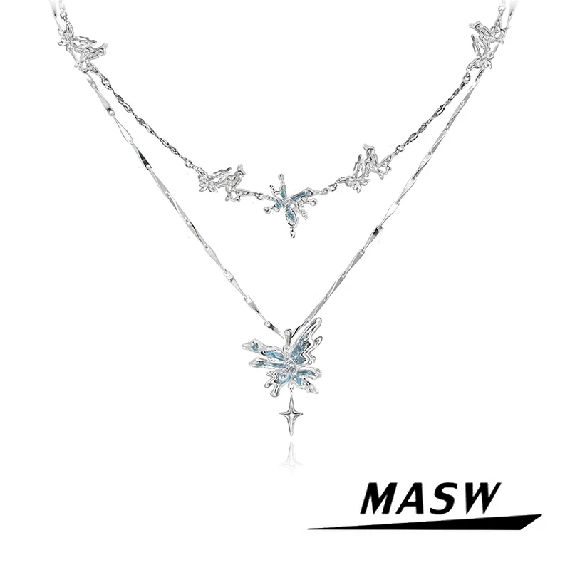 

MASW Original Design Popular Temperament High Quality Brass Silver Color Butterfly Pendant Necklace For Women Girl Jewelry