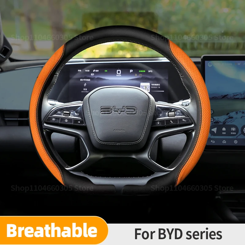 

For BYD Atto 3 Tang F3 E6 Yuan Plus Song Max F0 Qin G3 I3 Han Nappa leather Car Steering Wheel Cover Auto Accessories
