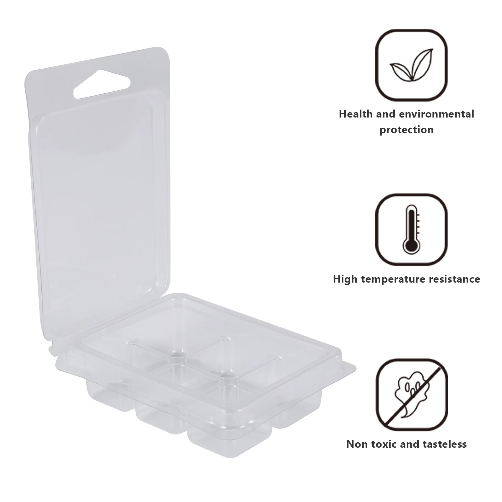 100 Packs Wax Melt Clamshells Molds Square, 6 Cavity Clear Plastic Cube Tray for Candle-Making & Soap