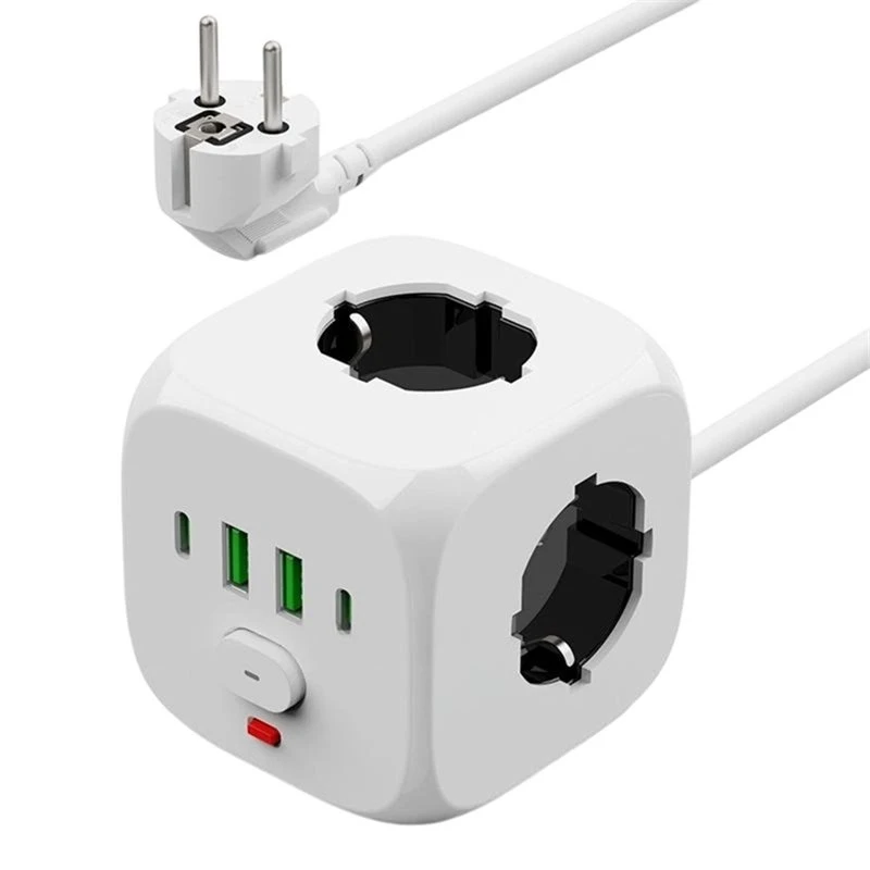 ABLG Wall Mounted Power Strip EU Plug Adapter 2M Electrical Outlet Power Socket Averter Outlet