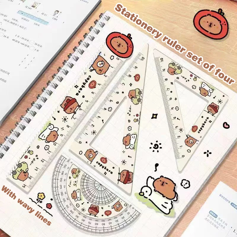 

Student Stationery - Lovely Capybara Acrylic Rulers Set 4 Piece Drawing Tools
