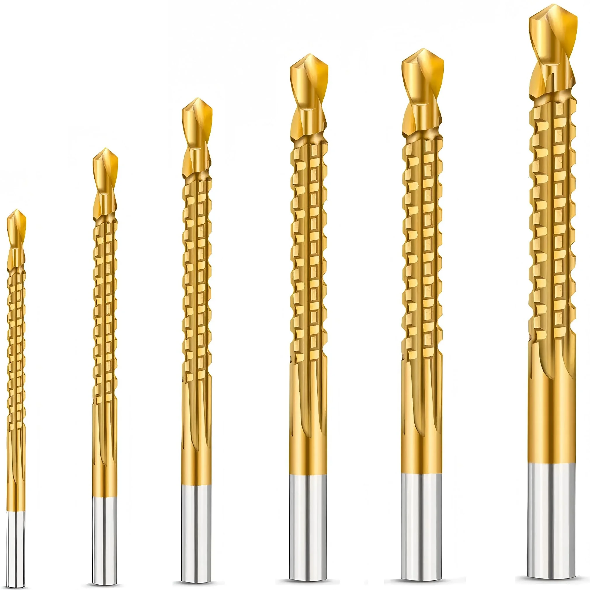 Juego de brocas helicoidales HSS, broca recubierta de titanio de 3-8mm, broca de sierra dentada en espiral, brocas compuestas