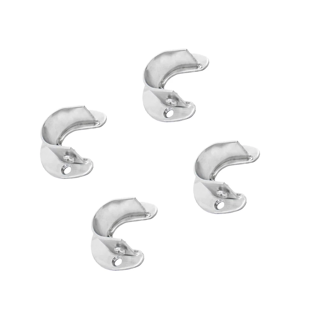 4 Pcs Brackets Flange Rod Holder Closet Pole Sockets Hanging Wardrobe Supports Silver