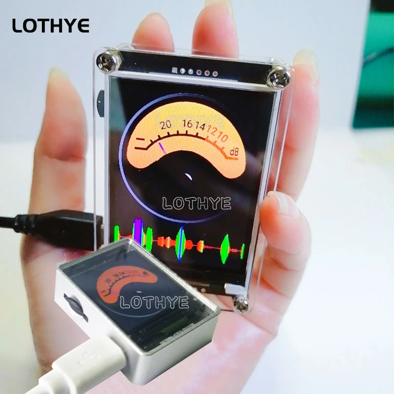 Mini 2.4 Inch Voice Activated Music Spectrum Rhythm Level Indicator VU Meter Glow Clock HD LCD Analog Multi-mode Support GPS