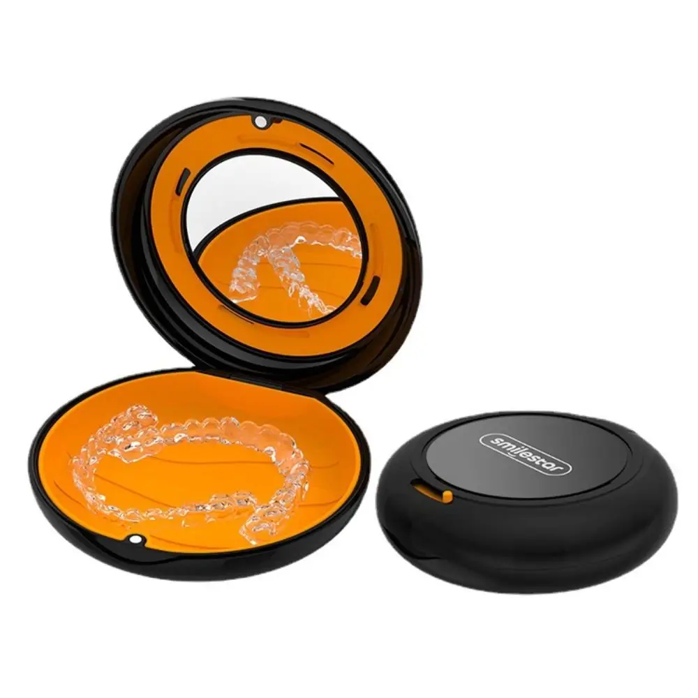 

Magnetic Closure Retainer Case With Mirror Portable Sealed Ventilated Denture Storage Box 5 Colors Mouthguard Container