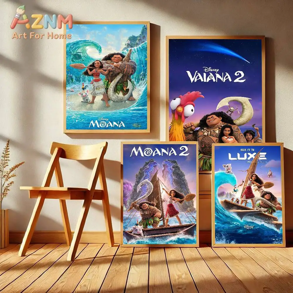 

Постер AZNM Disney Moana 2 Vaiana: Полинезийское приключение, безрамное настенное искусство на холсте для детской комнаты, гостиной, домашнего декора