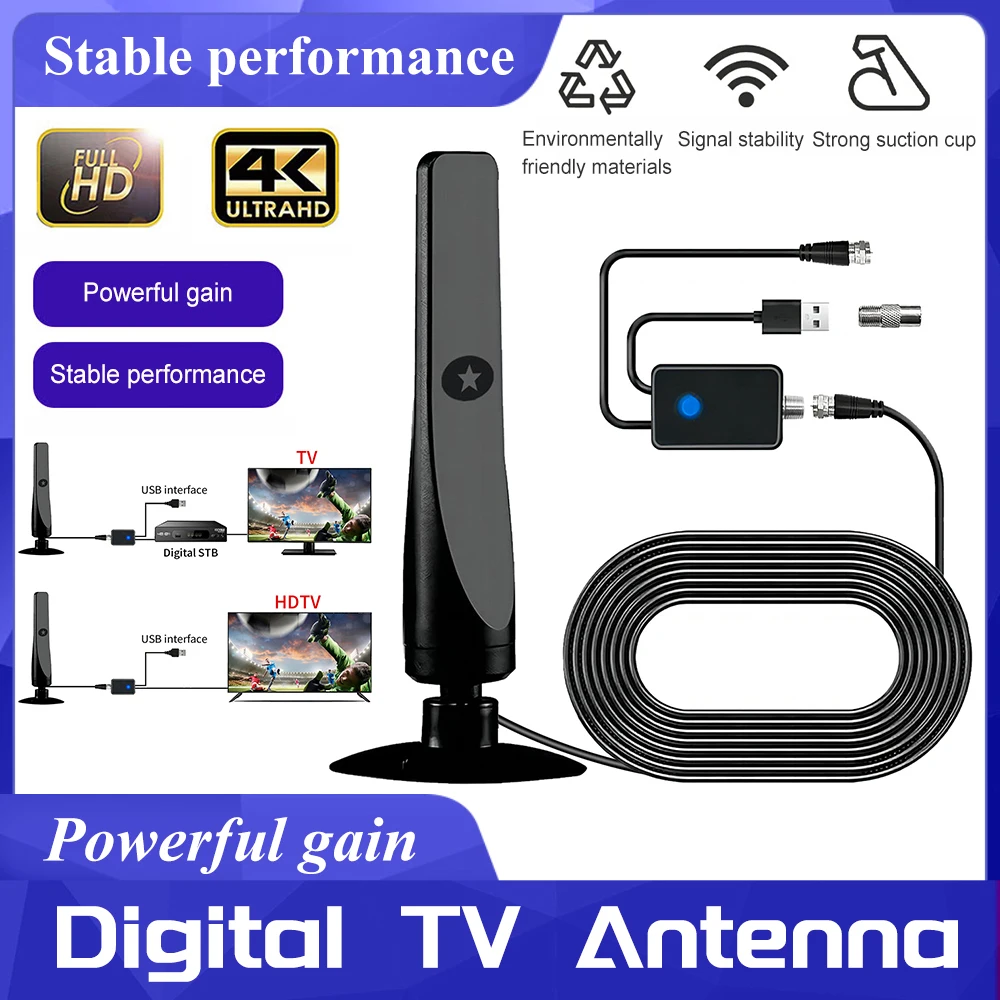 4K UHD Digital TV Antenna Amplifier Signal Booster Indoor 50 Miles High Gain Signal Receiver Satellite Dish Televisions Receiver