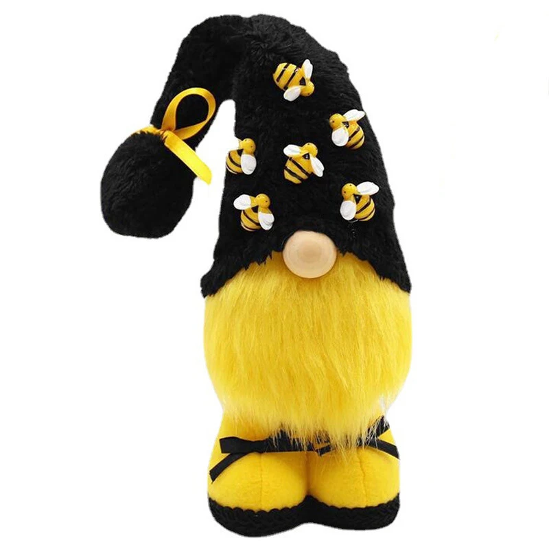 Faceless Doll Bumble Bee Striped Gnome Scandinavian Tomte Nisse Swedish Honey Bee Elves Home Old Man Doll Gifts Toys(E)