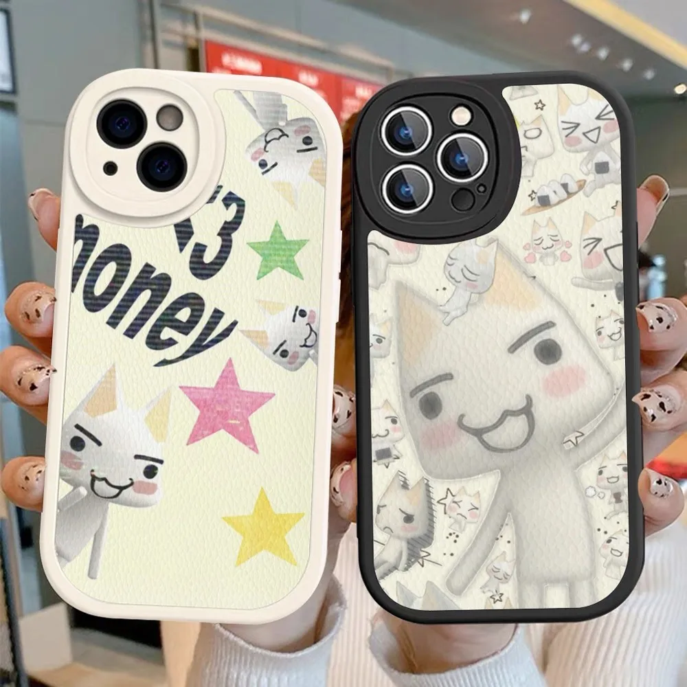 INS Cute Toro Inoue Cat  Phone Case Hard Leather For iPhone 14 13 12 Mini 11 14 Pro Max Xs X Xr 7 8 Plus Fundas