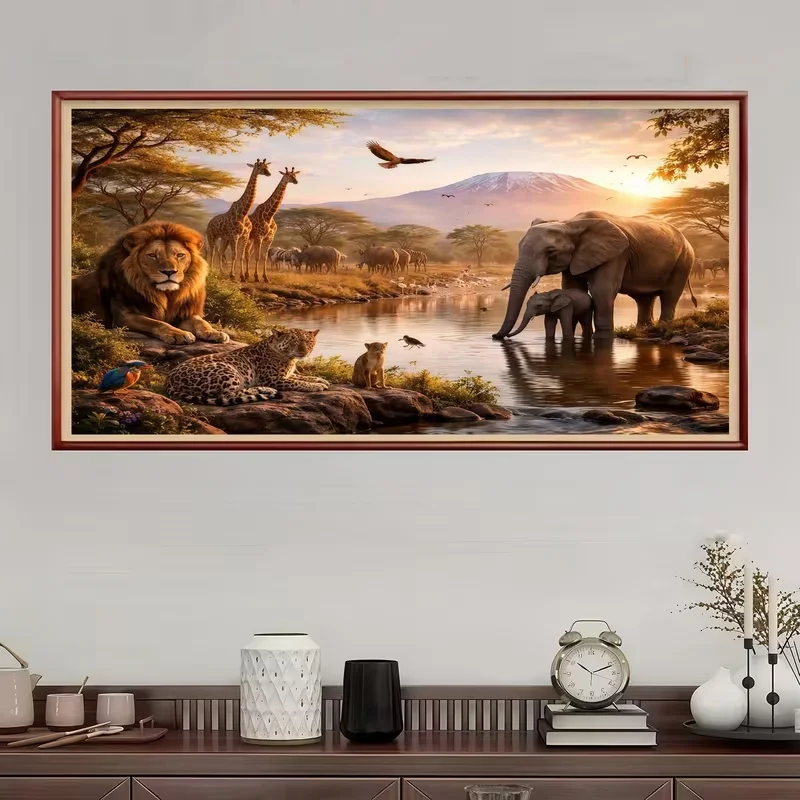 DIY Diamond Painting Large Art African Wildlife Animals Gorilla,Lion,Bear,Wolf Full Square Round Mosaic Diamond Embroidery Kits