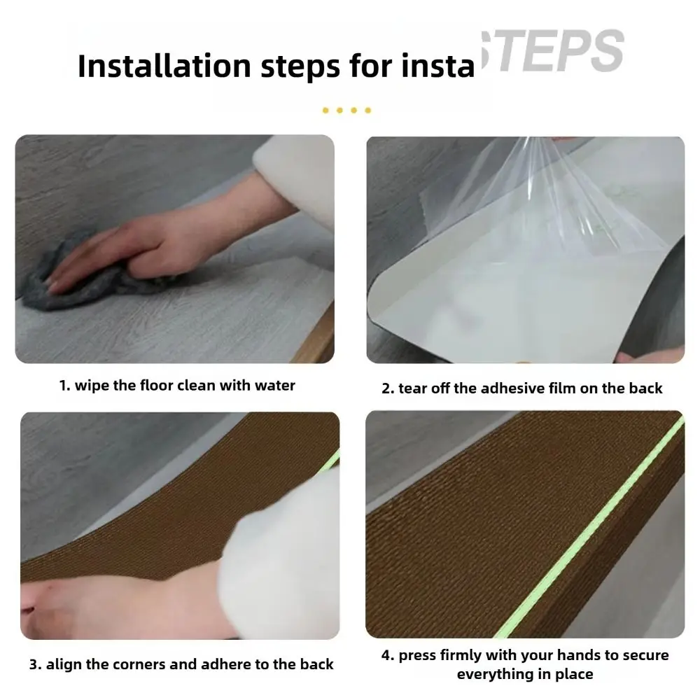 No Glue Needed Luminous Staircase Mat Self-Adhesive Solid Color Step Anti-slip Floor Mat Household Stairs Sticker