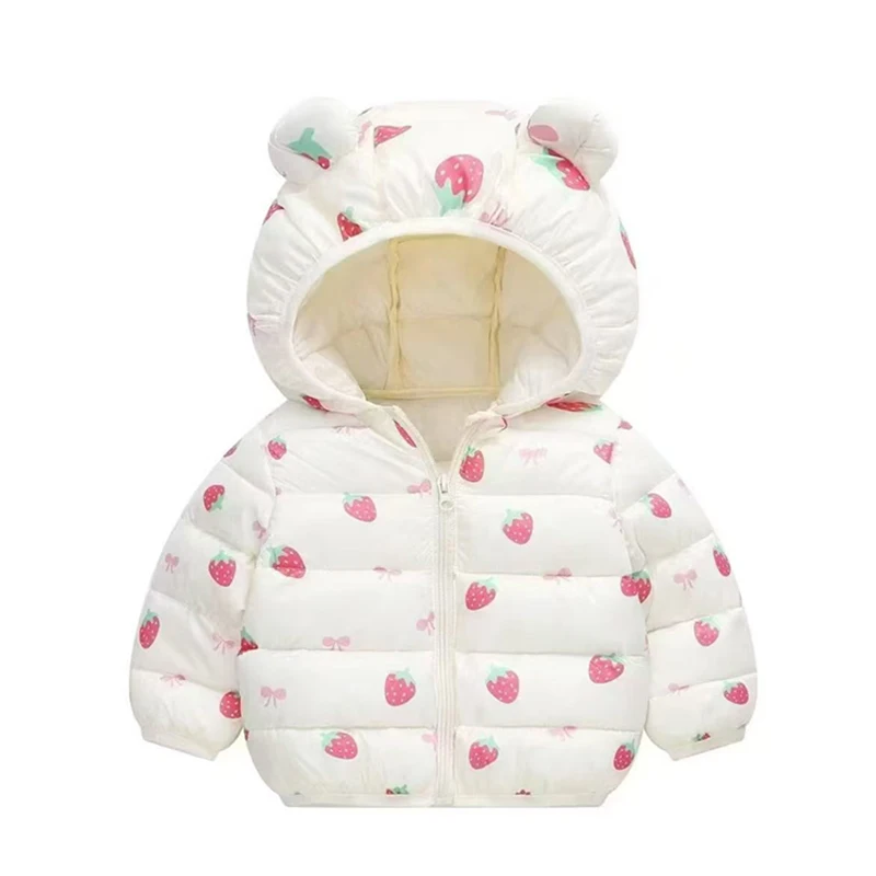 Infants Coats Children Cotton Jacket Autumn Winter Cartoon Light Zipper Hooded Jacket Boys Girls Warm Snowsuit