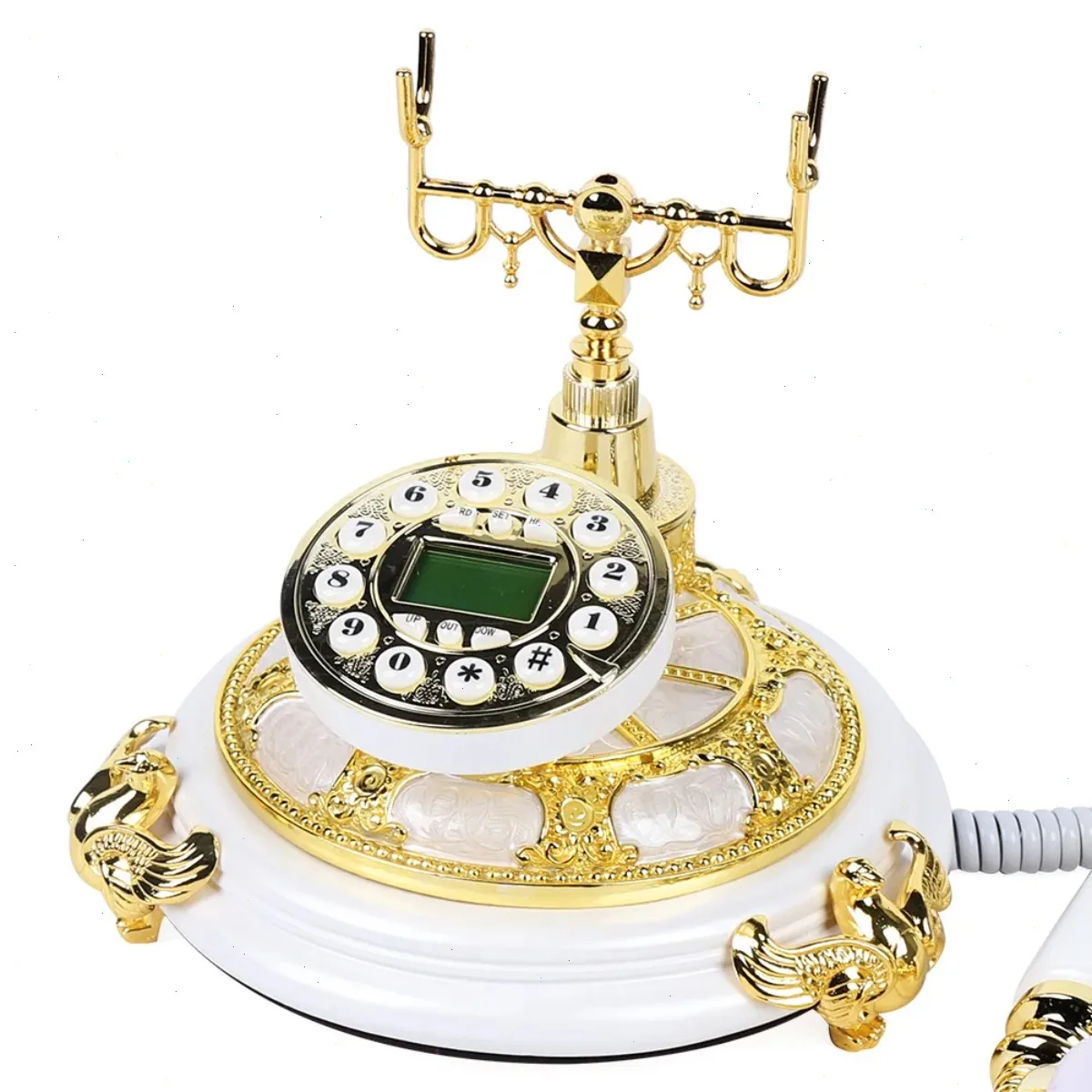 Antique Phone, Retro Telephone, White Gold, Vintage Landline, with Speakerphone, Call Recording, Date Time Display, for Home Decor, Office, Living Room, Cafe, Decorative ﻿ view 6
