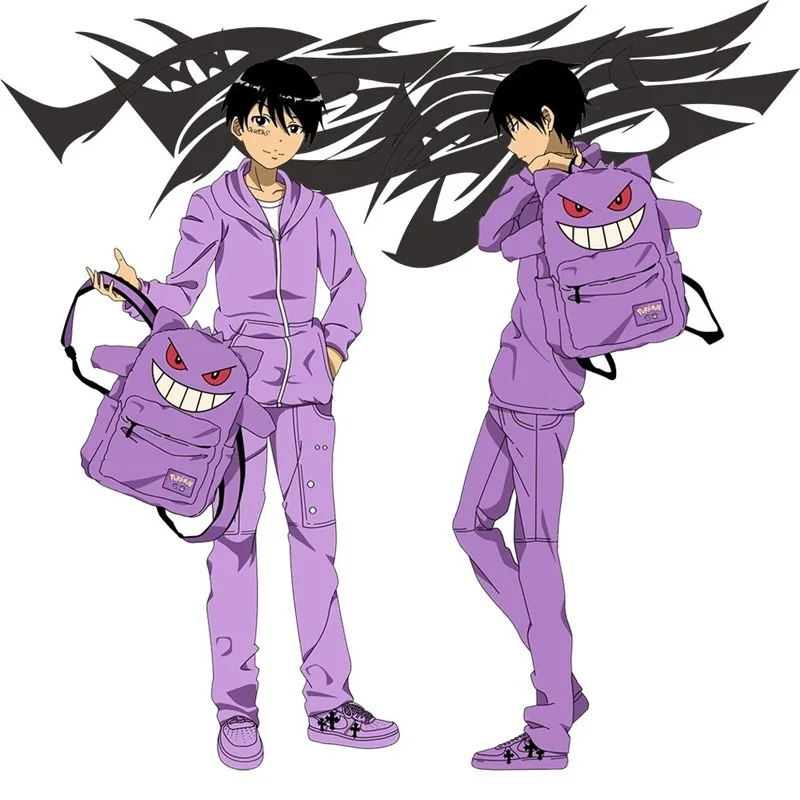 2025 New Gengar Purple Plush Backpack Student Bag Trendy Versatile Couple Style School Bag Gift Backpack for Friends