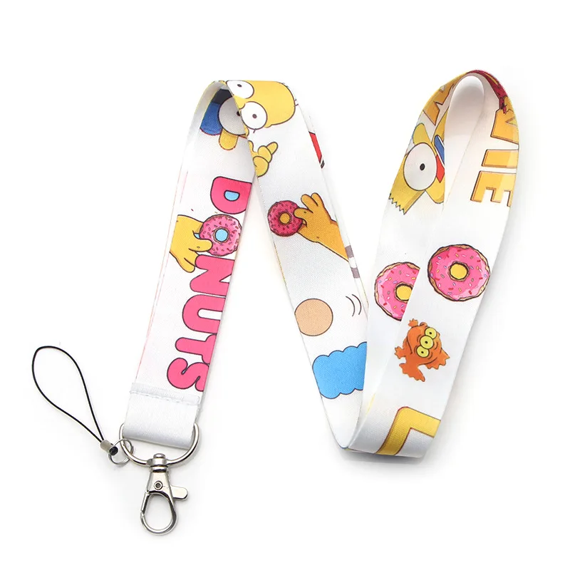 Simpson Cartoon Key Lanyard ID Badge Holders Animal Phone Neck Straps with Keyring Phone Accessories D042