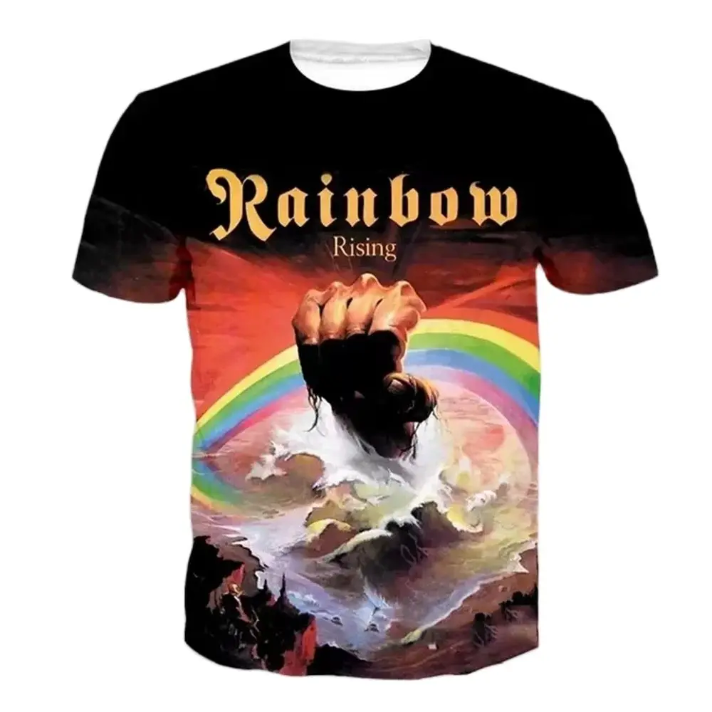 Rock Band Rainbow 3d Printed T-shirt for Men Women Fashion Street T-shirt Hip Hop Vintage Top Tees  Summer Tops Mens Clothing