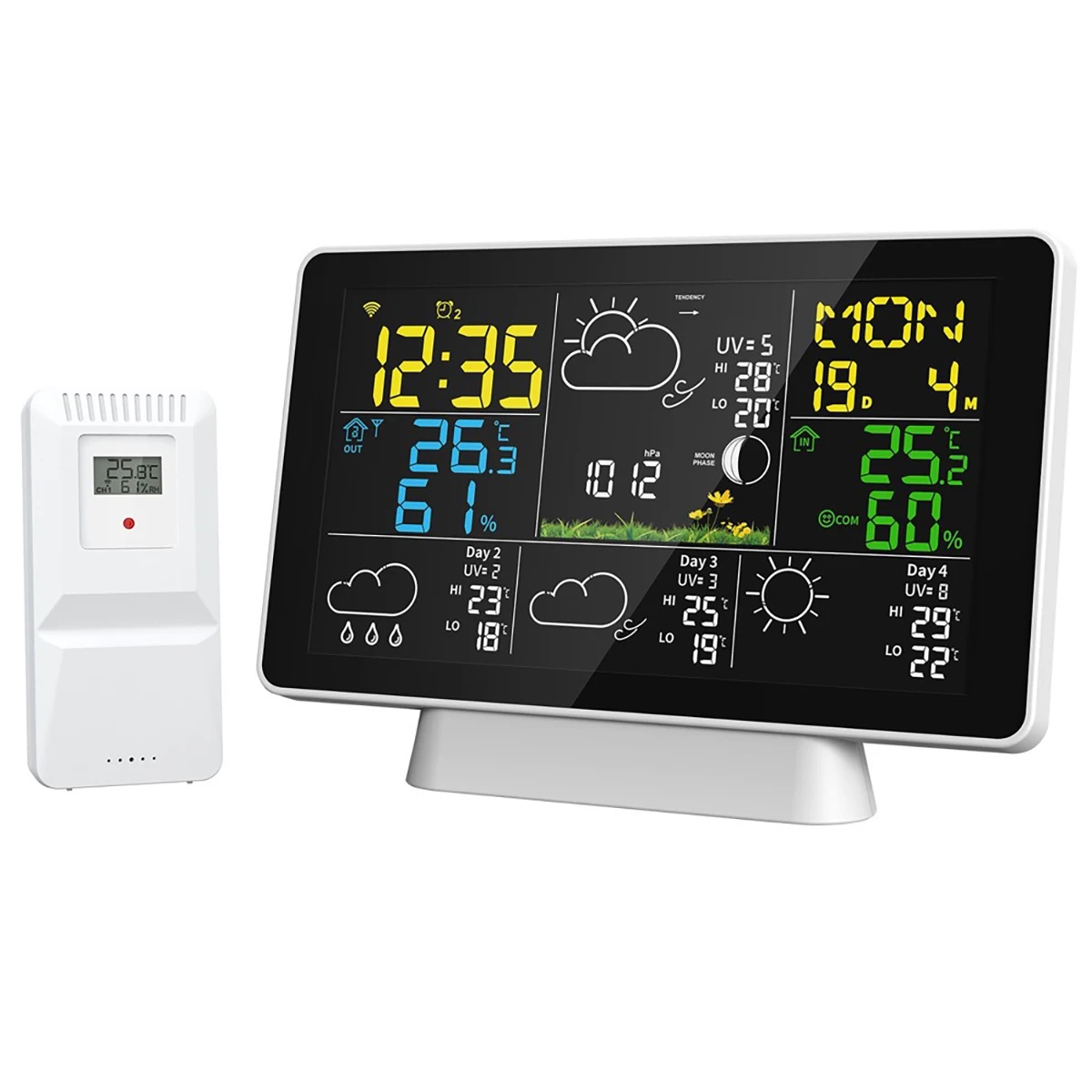 estacao meteorologica digital sem fio lcd termometro higrometro exterior interior exterior sensor 01