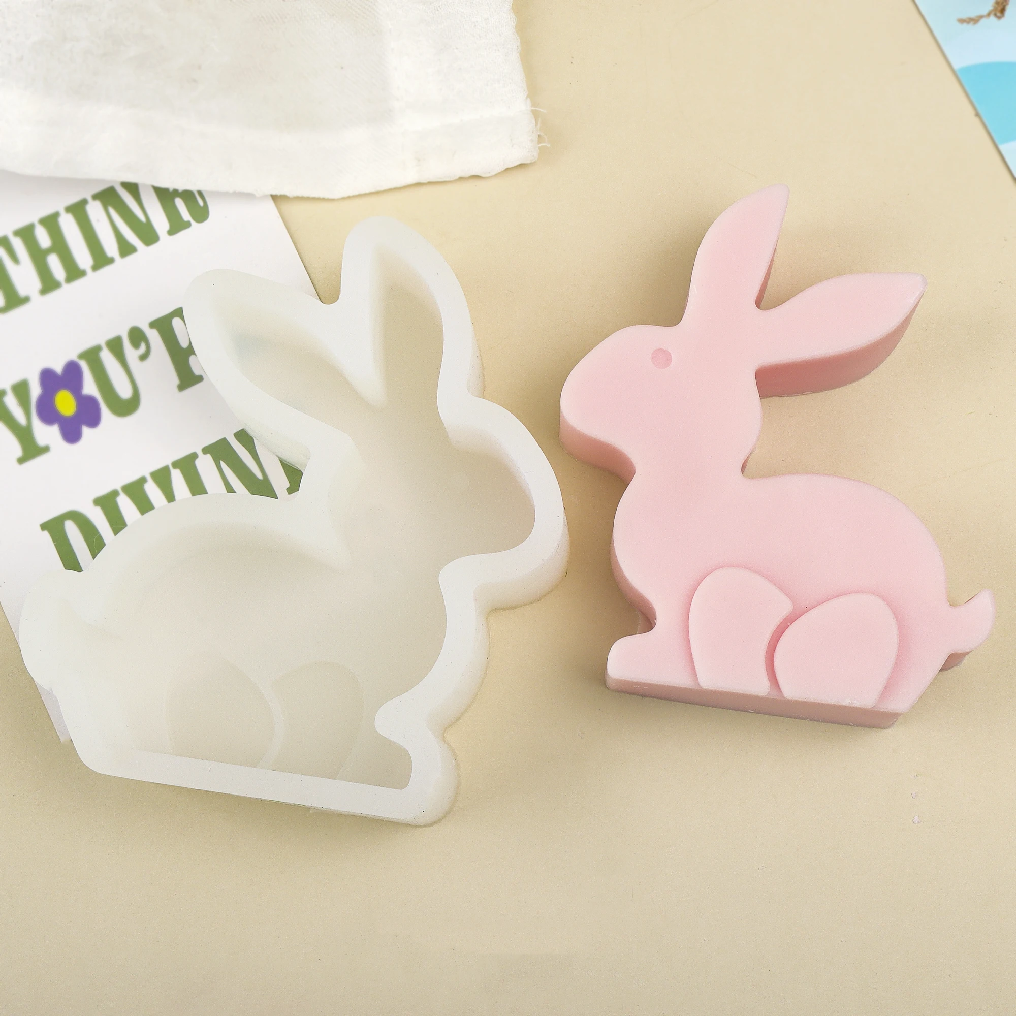 Новая силиконовая форма с цветочным кроликом, сделай сам, семейная форма для свечей с кроликом для изготовления ароматических свечей, гипсовая смола, домашний декор, подарки ручной работы
