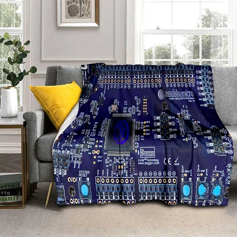 Electronic Chip Blanket TV Blanket Flannel Blanket Cozy Soft Fleece Throw Blankets Bedspread for Bedroom Couch Sofa Gift Bedding