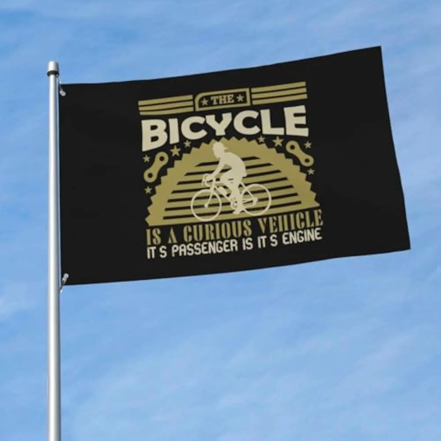 Bicycle Curious Vehicle Passenger Engine Flag Lightweight Drapes Smoothly Garden Balcony Outdoor Decoration