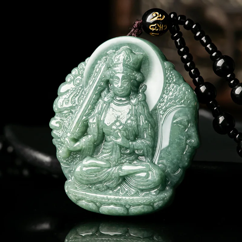 

Real Grade A Natural Green Jade Jadeite Bless Bodhisattva Pendant