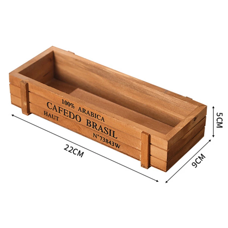 Retro Garden Plant Pot Vintage Wooden Storage Box for Sundries Stationery Pen Box Succulents Flower Pots Balcony Home Decoration