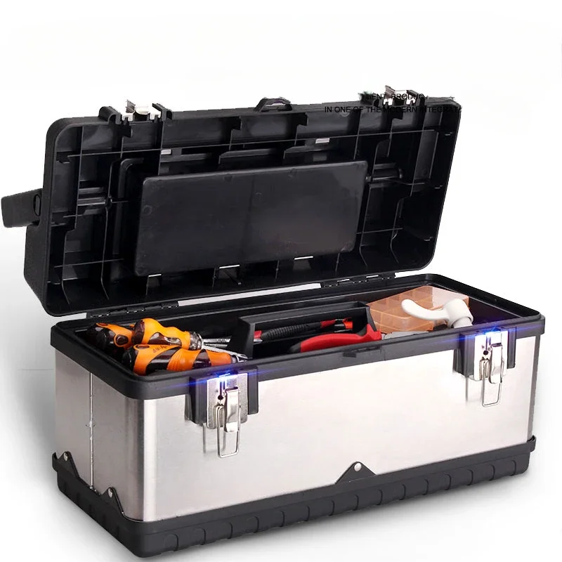 Stainless Steel Toolbox Multifunctional Household Portable Large Hardware Repair Tool