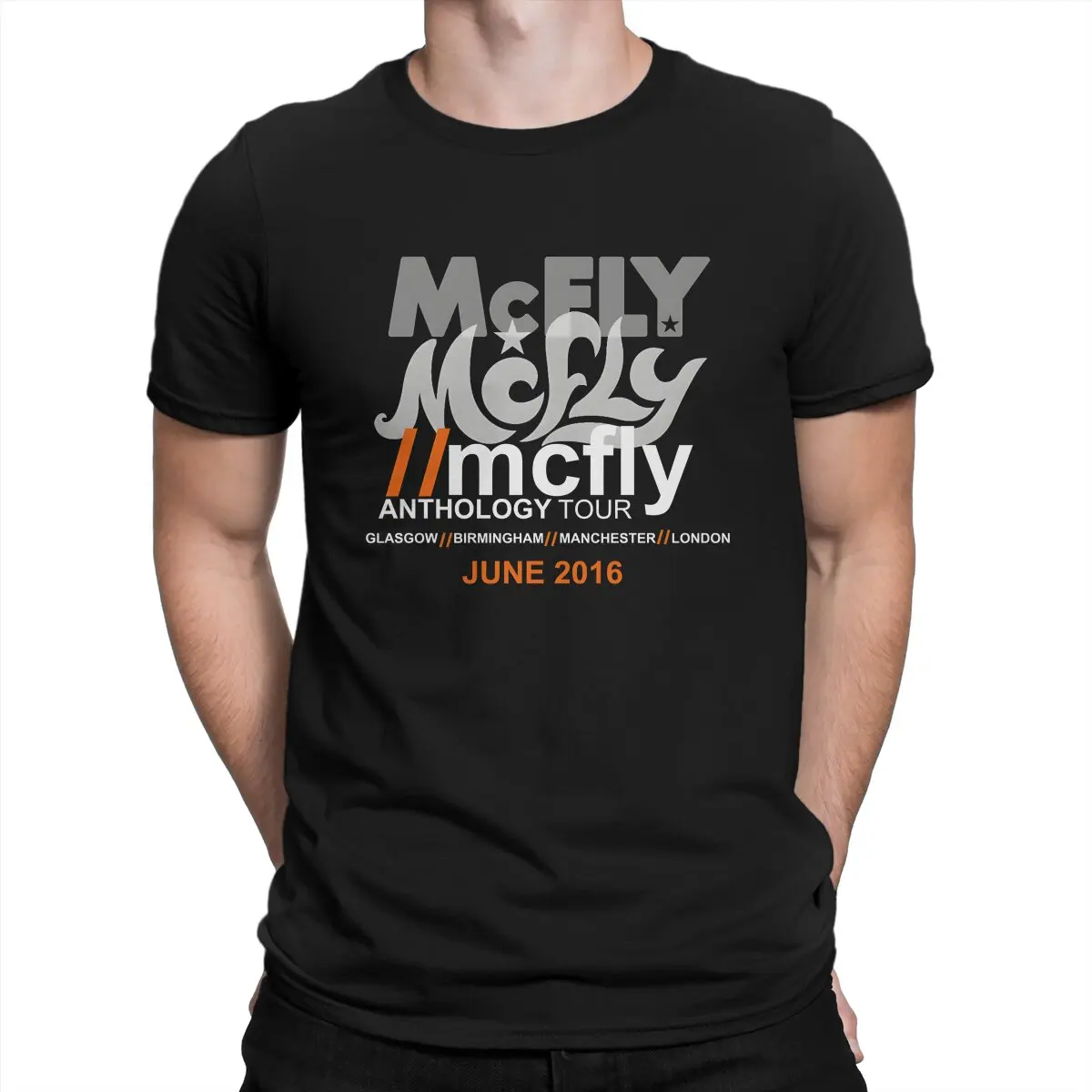 Men's T-Shirt ANTHOLOGY TOUR Vintage Pure Cotton Tees Short Sleeve McFly T Shirt Crewneck Tops Gift Idea