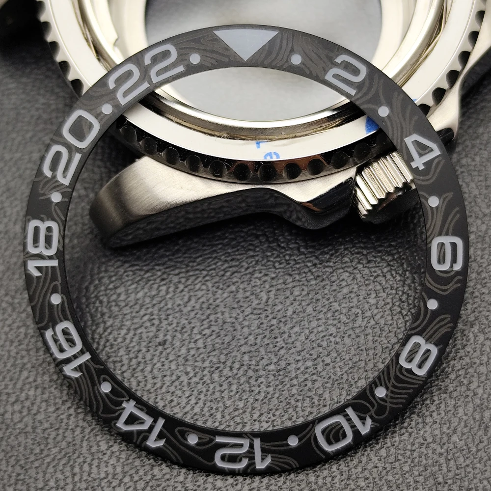 38mm*30.6mm GMT Diving Watch Bezel Insert GMT Ceramic Bezel Watch Mod Parts Carbon Fiber Texture GMT Bezel Ring For 40mm Watch