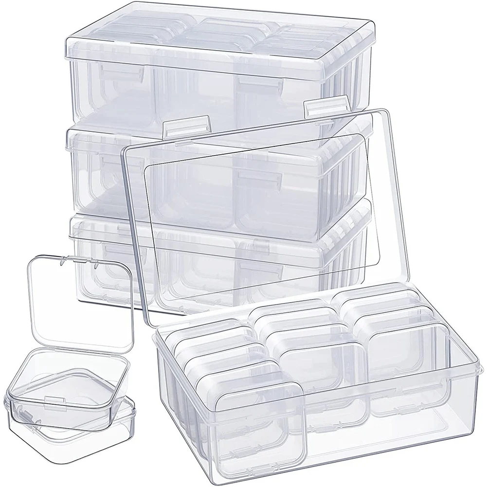 

Clear Plastic Storage Box Clear Box with Hinged Lid Small Items with Hinged Lid and Rectangular Clear Craft Supplies